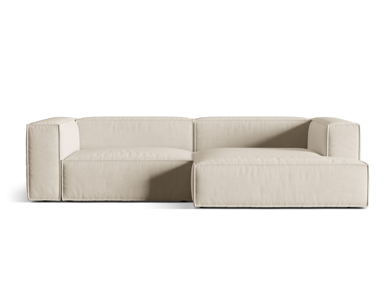 Coltar modular dreapta 4 locuri, Nuria-88, Micadoni Home, 292x147x72 cm, catifea, bej Colțare